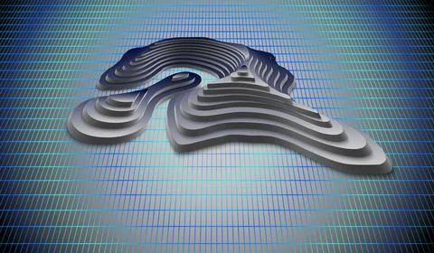 Eps10. 3d Topological map of mountains and hills. Cartography and topology. V Stock Illustration