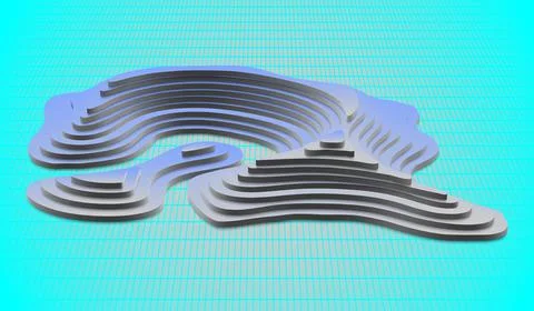Eps10. 3d Topological map of mountains and hills. Cartography and topology. V Stock Illustration