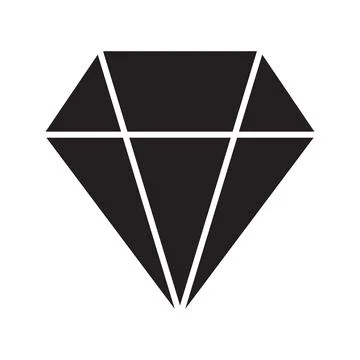 Eps10 black vector diamond icon in simple flat trendy style isolated on whit Illustrazione stock