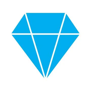 Eps10 blue vector diamond icon in simple flat trendy style isolated on white Stock Illustration