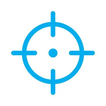 Eps10 blue vector sniper target icon isolated on white background Stock Illustration