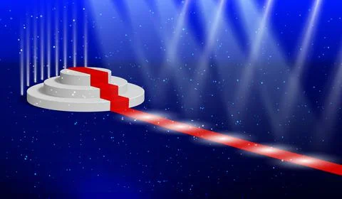Eps10. Cylindrical podium for presentations or performances with a red carpet Stock Illustration