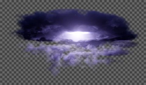 Eps10. Dark, dense thunderclouds with flashes from lightning on a transparent Stock Illustration