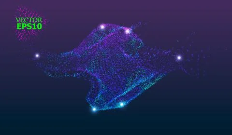 EPS10. Dynamic fluid flow from luminous particles in space. Fashionable fluid Stock Illustration