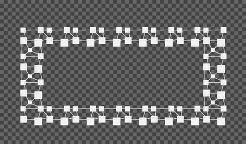 Eps10. Frame of white cubes interconnected by tubes on a transparent backgrou Stock Illustration