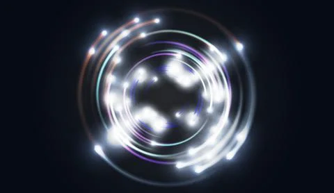 Eps10. Glittering star dust, circle of lights, stars on black background, gra Stock Illustration