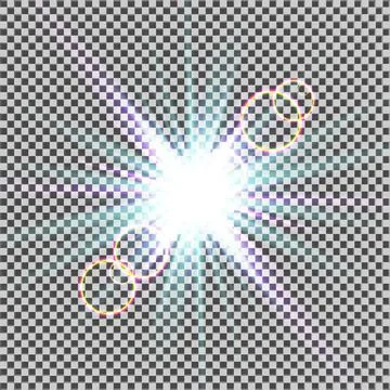 Eps10. Glow light effect. Starburst with sparkles on transparent background. Stock Illustration
