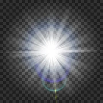 Eps10. Glow light effect. Starburst with sparkles on transparent background. Stock Illustration