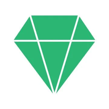 Eps10 green vector diamond icon in simple flat trendy style isolated on whit Stock Illustration
