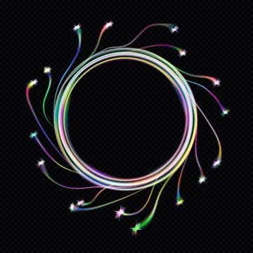 EPS10. Neon blurry circles at motion . Vector swirl trail effect . Abstract l Illustrazione stock