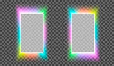 Eps10. Neon square frame on a transparent background for posters, cafe, shop, Stock Illustration