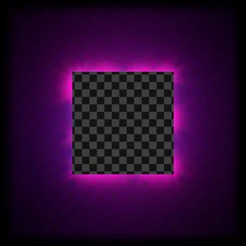 Eps10. Neon square frame on a transparent background for posters, cafe, shop, Stock Illustration