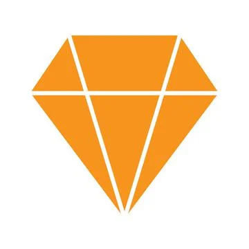Eps10 orange vector diamond icon in simple flat trendy style isolated on whi Stock Illustration