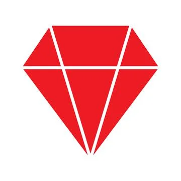 Eps10 red vector diamond icon in simple flat trendy style isolated on white Stock Illustration