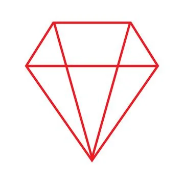 Eps10 red vector diamond line icon in simple flat trendy style isolated on w Stock Illustration