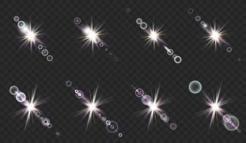 Eps10. set Reflection from the lens effect glare from the lens for design. Ea Stock Illustration
