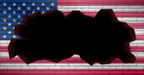 EPS10 vector of the american flag drawn on a broken wall. Perfect for any use. Stock Illustration
