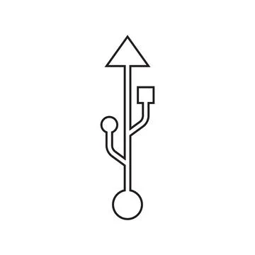 Eps10 vector illustration of a black outline usb icon, sign, or symbol Stock Illustration