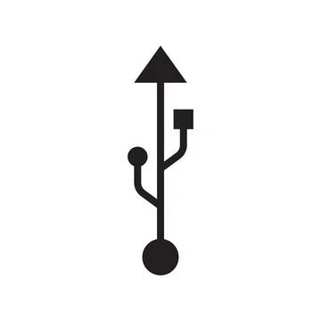 Eps10 vector illustration of a black usb icon, sign, or symbol Stock Illustration