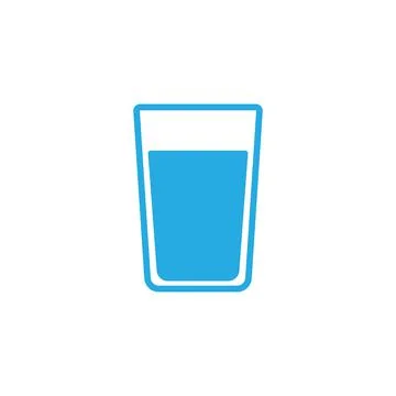 Eps10 vector illustration of a blue fill water drinking glass icon, or sign Stock Illustration