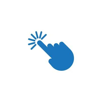 Eps10 vector illustration of a blue fill click hand icon, sign, or symbol Stock Illustration