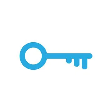 Eps10 vector illustration of a blue fill key icon, sign, or symbol isolated Stock Illustration