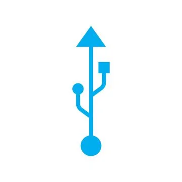 Eps10 vector illustration of a blue usb icon, sign, or symbol Stock Illustration