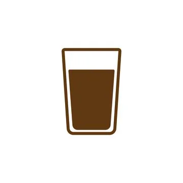 Eps10 vector illustration of a brown fill water drinking glass icon, or sign Stock Illustration