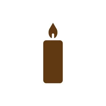 Eps10 vector illustration of a brown fill candle with flame icon, or sign Stock Illustration