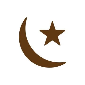 Eps10 vector illustration of a brown fill moon and star icon, sign Stock Illustration