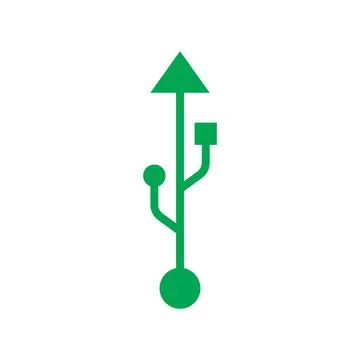 Eps10 vector illustration of a green usb icon, sign, or symbol Stock Illustration