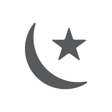 Eps10 vector illustration of a grey fill moon and star icon, sign, or symbol Stock Illustration