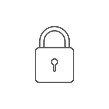 Eps10 vector illustration of a grey outline padlock icon, sign, or symbol Stock Illustration