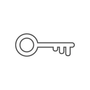Eps10 vector illustration of a grey outline key icon, sign, or symbol Stock Illustration