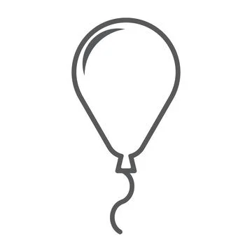 Eps10 vector illustration of a grey outline balloon icon in simple flat Stock Illustration