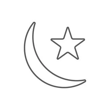 Eps10 vector illustration of a grey outline moon and star icon Ilustração Stock