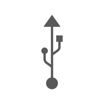 Eps10 vector illustration of a grey usb icon, sign, or symbol Stock Illustration