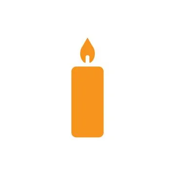 Eps10 vector illustration of an orange fill candle with flame icon, or sign Stock Illustration