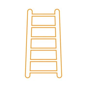 Eps10 vector illustration of an orange outline ladder icon, sign, or symbol Stock Illustration
