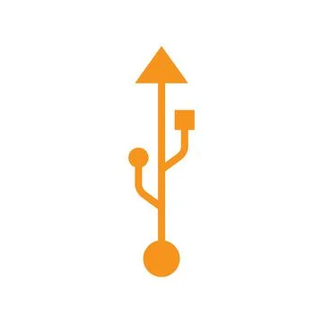 Eps10 vector illustration of an orange usb icon, sign, or symbol Illustrazione stock