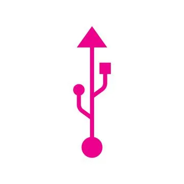 Eps10 vector illustration of a pink usb icon, sign, or symbol Stock Illustration