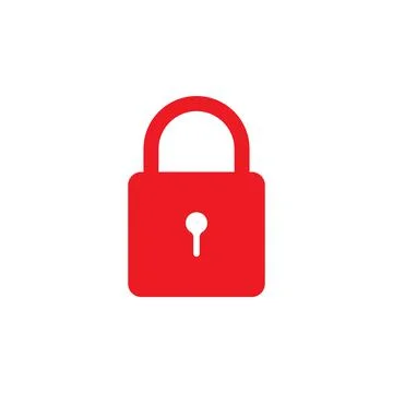 Eps10 vector illustration of a red fill padlock icon, sign, or symbol Stock Illustration