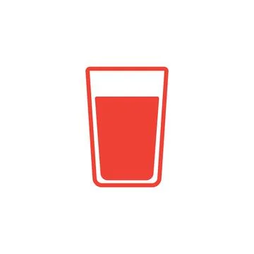 Eps10 vector illustration of a red fill water drinking glass icon, or sign Stock Illustration