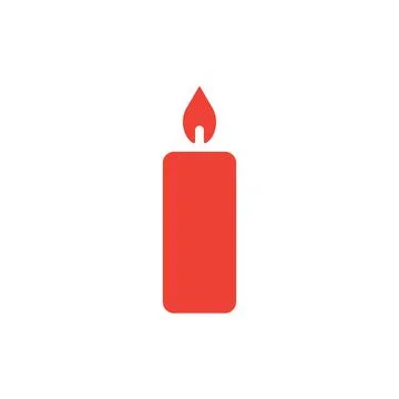 Eps10 vector illustration of a red fill candle with flame icon, or sign Illustrazione stock