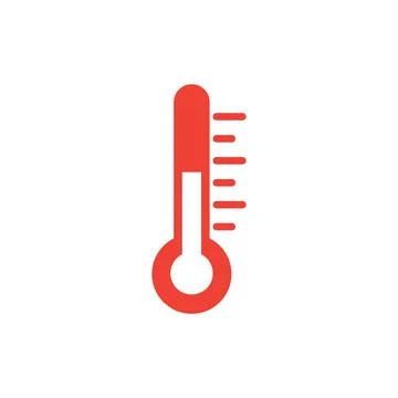 Eps10 vector illustration of a red fill thermometer or temperature icon, sign Stock Illustration