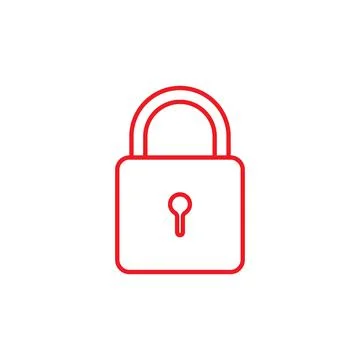 Eps10 vector illustration of a red outline padlock icon, sign, or symbol Stock Illustration