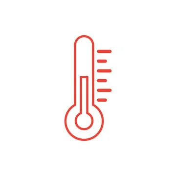 Eps10 vector illustration of a red outline thermometer or temperature icon Illustrazione stock