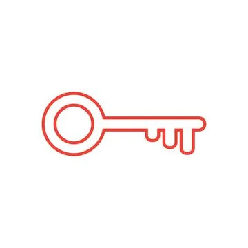 Eps10 vector illustration of a red outline key icon, sign, or symbol Stock Illustration