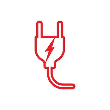 Eps10 vector illustration of a red outline plug icon, sign, or symbol イラスト素材