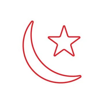 Eps10 vector illustration of a red outline moon and star icon Illustrazione stock